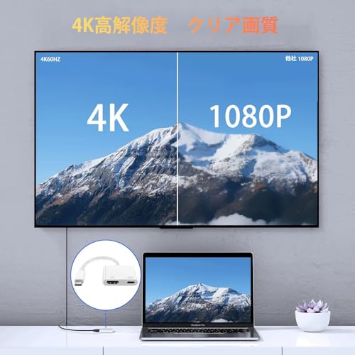 USB Type-C HDMI 変換アダプタ 【2026新版 iPhone17もSwitchも対応】 タイプc hdmi 4KフルHD 【高互換性】 設定不要 100W急速充電 for iphone16/15 hdmi tv 変換ケーブル 音声同期出力 ゲーム遅延なし av/TV視聴 Thunderbolt3対応 ナイロン編み typec機器に対応 Digital AVアダプタ