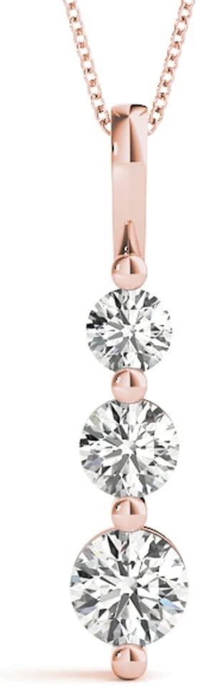 Houston Diamond District 1 to 3 Carat Classic Snowman 3 Stone Diamond Pendant Necklace Basic Collection (L-M Color I1 Clarity)