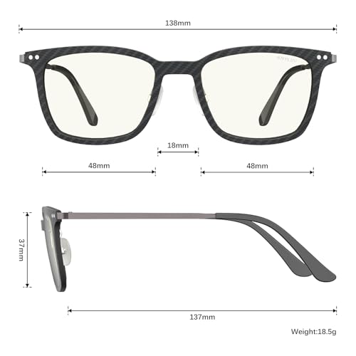 Image of ANYLUV Blue Light Glasses Men, Stylish Square Carbon Fiber Eyewear, Anti Eyestrain, Lightweight Mens Computer Gaming Glasses