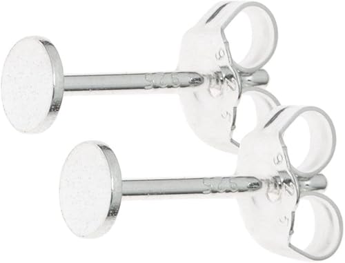 Adabele - 20 pares de aretes de plata de ley auténtica, 0.028 in, pin de 0.118 in (0.12 pulgadas), tablero plano pequeño con pegamento en ajuste con