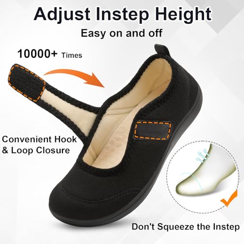 BARERUN Womens Slippers Wide Diabetic Shoes for Women Adjustable House Slippers Swollen Bunions Neuropathy House Shoes Stable Non Slip Barefoot Walking Shoes Indoor Outdoor4