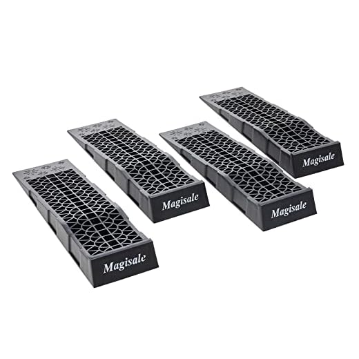 Magisale Low Profile Plastic Car Service Ramps 6 Ton Heavy Duty Truck Vehicle Ramps for Oil Changes& Maintenance- 4 Pack