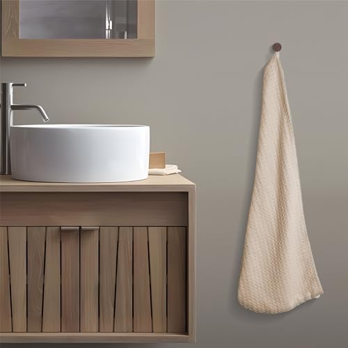 Toalha de secagem de cabelo de microfibra com botão 1 pacote de waffle cáqui envoltório de cabeça de