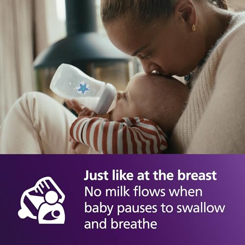 Image of Philips Avent Natural Baby Bottles with Natural Response Nipples (Medium Flow, Flow 3), with Seahorse and Starfish Design, 9oz, 4-Pack, SCY903 /68
