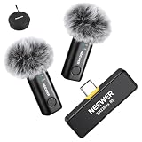 NEEWER KM23Max Microfono Lavalier Wireless, 48KHz/24Bit Portatta 100m Batteria 8 Ore Anti Rumore, Mini Mic USB C Omnidirezionale Compatibile con DJI Insta360 iPhone Android Phone PC (1x RX + 2x TX)