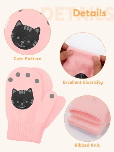 Image of Cooraby 6 Pairs Toddler Magic Stretch Mittens Winter Unisex Baby Knitted Gloves Mittens