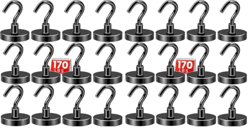 Image of DIYMAG Magnetic Hooks,170lbs Heavy Duty Magnets with Hook Black 24 Pack