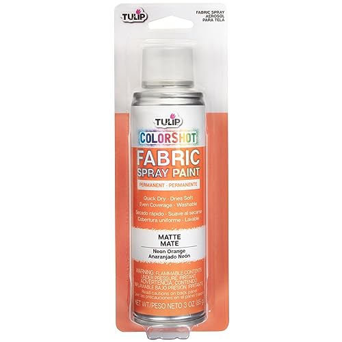 Tulip ColorShot Instant Fabric Spray Paint, Permanent Color Spray-On Fabric Paint, 3oz, Neon Orange