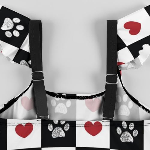 Image of Girls One Piece Swimsuit Polka Dots Ruffles Swimwear Bathing Suits 3-12 Years