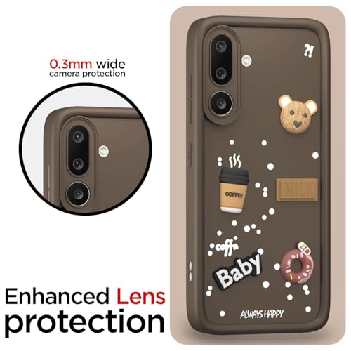 Image of Bintage Ball Bear| Donut| Milk Cake| Baby| Coffee Rubber Case Camera Protection Back Cover Compatible for Samsung Galaxy F56 5G - Brown