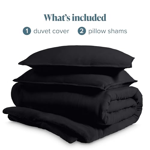 Bare Home Sandwashed Duvet Cover Oversized King Size - Premium 1800 Collection Duvet Set - Cooling Duvet Cover - Super Soft Duvet Covers (Oversized King, Sandwashed Black)