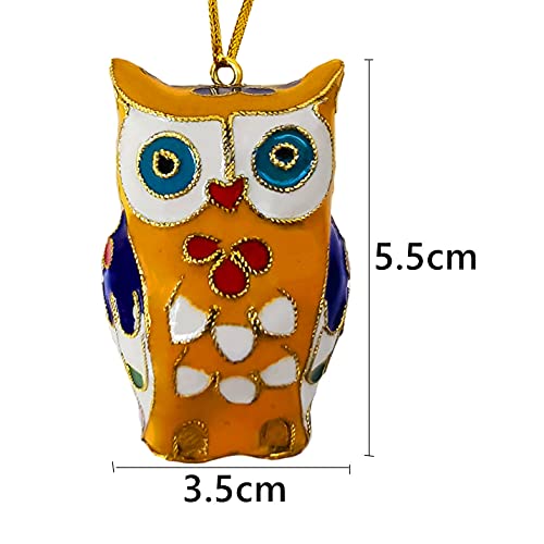 3Pcs Cloisonne Enamel Owl Christmas Tree Hanging Ornaments Handmade Cute Owls Pendant For Porch Patio Desktop Home Decorations Holiday Decor Collection Art Gifts Colorful #TOP4