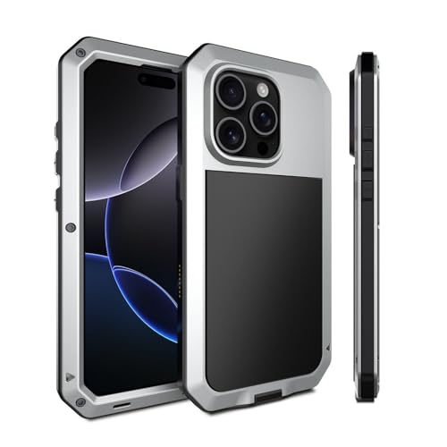 Coque iPhone 16 Pro Max antichoc métal argent protection 360