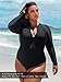 RELLECIGA Women's Black Long Sleeve Rash Guard One Piece Medium