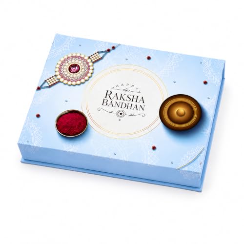 Image of Raksha Bandhan Gift Box with 12 Compartments | Premium Hard Board Festive Packaging Box with Golden Tray | Reusable Empty Gift Box for Dry Fruits Chocolates Sweets and Rakhi Gifting, Sky Blue, Pack of 6
