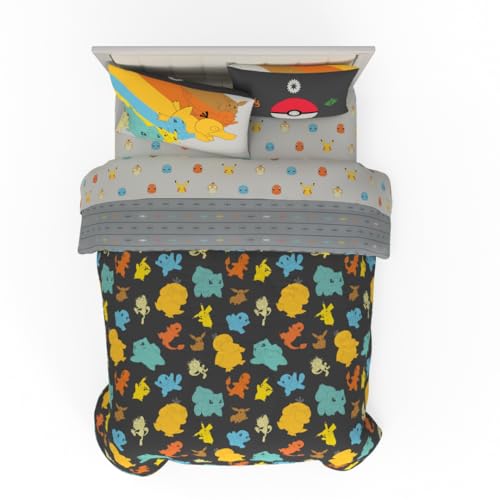 Pokemon Bedding Set Full Size 7 Piece Set Kids Super Soft Cozy Reversible Comforter and Sheet Set with Sham (100% Officially Licensed Product) by Franco