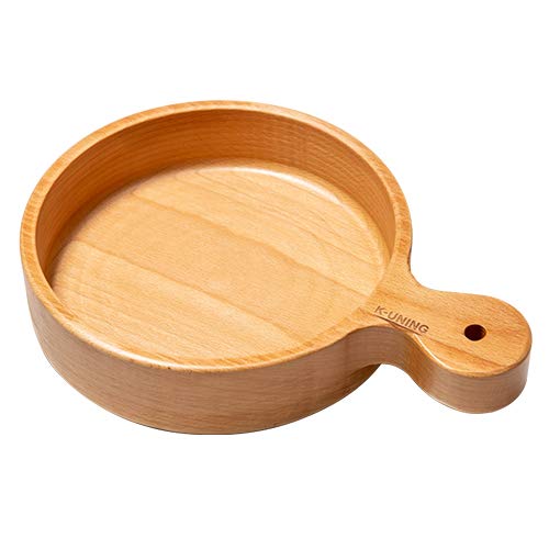 K-UNING 木製ボウル長柄サラダお碗天然木食器かけるパスタ/キムチ/シチュー皿ご飯茶碗北欧風シンプル子供用椀
