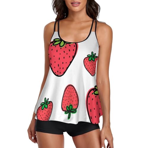 Maillot de bain tankini fraise idéal pour vos journées à la plage