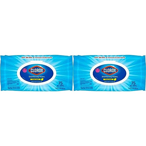 Image of Clorox Disinfecting Cleaning Wipes Flex Pack, Bleach Free, Crisp Lemon, 75 Count (Pack of 2)