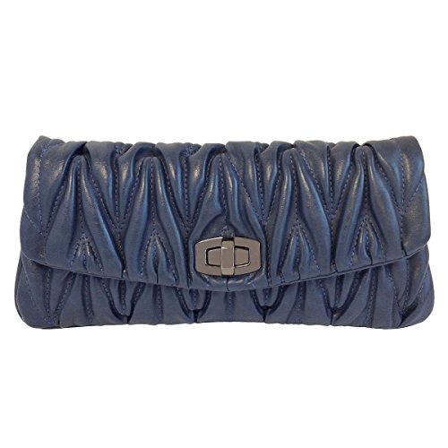 JNB Wrinkled PU Clutch bag, Navy