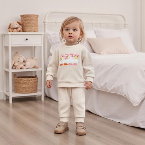Toddler Baby Girl Fall Winter Outfit Silly Goose Waffle Long Sleeve Sweatshirt Jogger Pants Set 2Pcs Cute Clothes2