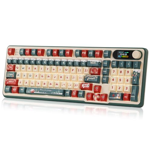 RK ROYAL KLUDGE S98 ���J�j�J���L�[�{�[�h�i�X�}�[�g�f�B�X�v���C���m�u�t���j�A�g�b�v�}�E���g 96% RGB ���C�����X�Q�[�~���O�L�[�{�[�h BT/2.4G/USB-C�A�z�b�g�X���b�v�Ή��A�\�t�g�E�F�A�T�|�[�g�A�N���[�~�[�ȃT�E���h�A98