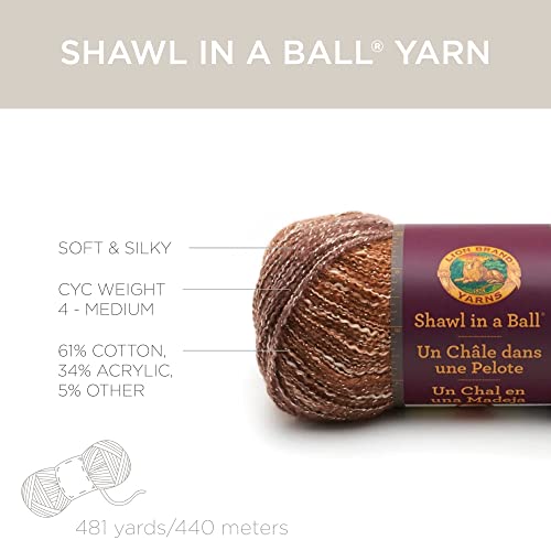 Image of (1 Skein) Lion Brand Yarn Shawl in a Ball Yarn, Soothing Blue