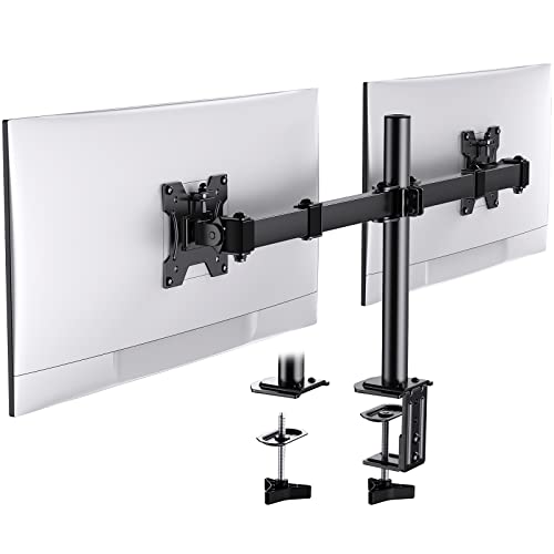 HUANUO Dual Monitor Stand for 13-30 Inch Screens, Adjustable Dual Monitor Arm with Tilt Swivel...