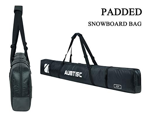 Padded Ski Bag for Air Travel, Single Snow Ski Gear Bags, Skiing Snowboard Bag to Transport Skis with Pocket, Adjustable Handle, 170cm Black