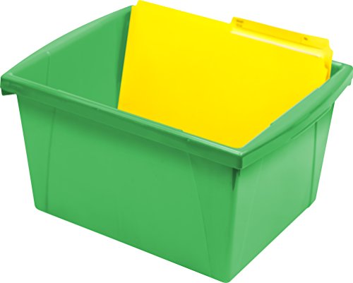 Image of Storex 4 Gallon Storage Bin - Plastic Classroom Organizer for Books and Supplies, Green, 6-Pack (61480C06C)