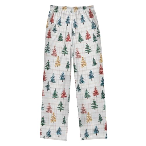 Christmas Pajama Pants Colorful Tree Checked Pattern Long Sleep Pants Lounge Bottoms2