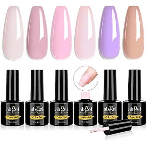 AB GEL 6 Farben Nackt UV nagellack, Rosa Gel nagellack, Lila Nagellack set, Gelee Schellack gellack Cover