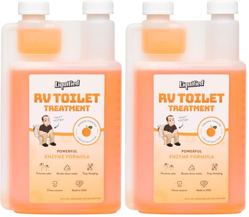 Image of Liquified RV Toilet Treatment - Black Holding Tank Digester - Odor Eliminator - Orange Scent - Matts RV Reviews (Orange, 32oz) (Pack of 2)