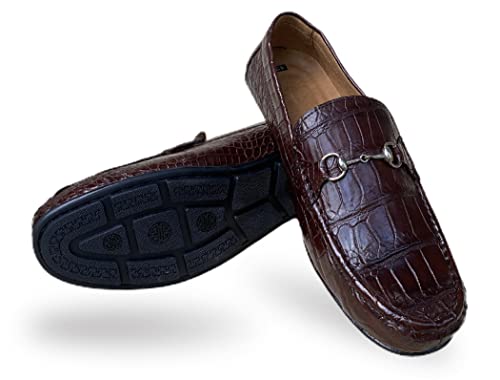 Handmade Men Genuine Alligator Leather Horsebit Loafer Shoes Dark Brown Crocodile Exotic Skin Slip-On Casual Shoes Business Formal Weeding Sh23C43 #TOP4