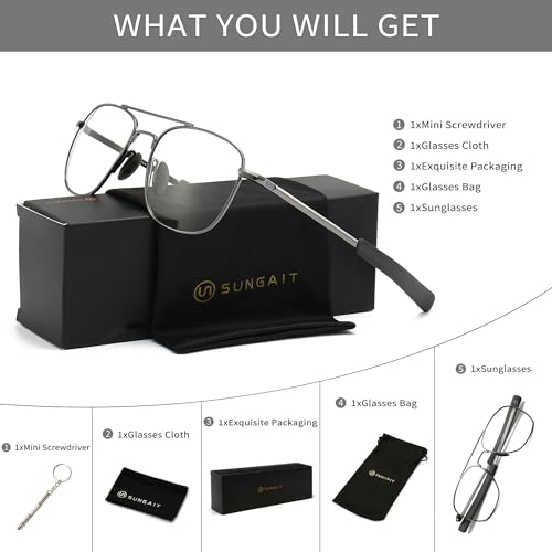 SUNGAIT Aviator Fashion Glasses for Men: Clear Lens for Halloween Costume or Cosplay - Non-Prescription Glasses4