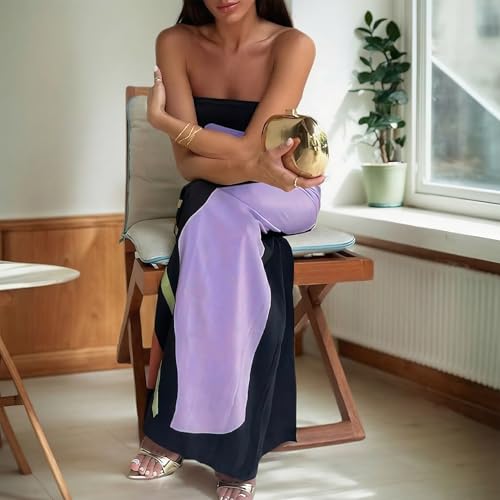 Image of Zwirelz Women Strapless Maxi Dress Boho Floral Print Flowy Long Tube Dress Off Shoulder Loose Beach Sundress