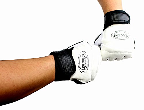 Pair of Last Punch Pro Style Artificial Leather Fingerless Boxing Fighting MMA Training Gloves Black/White