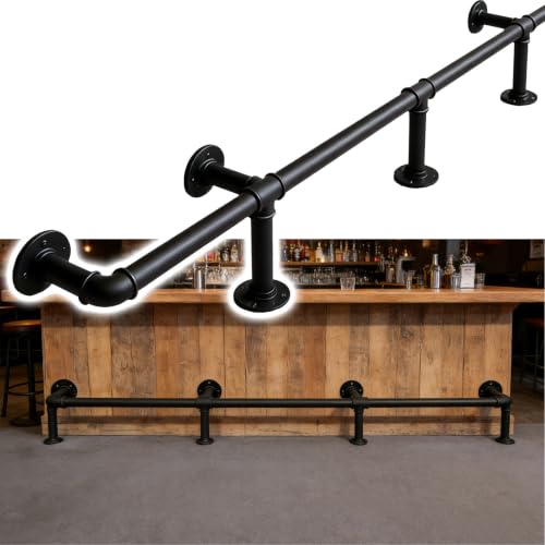 CHZDPP Anti-Rust Metal Bar Foot Rail Kit for Indoor/Outdoor, Customizable(Black,160in/406cm)