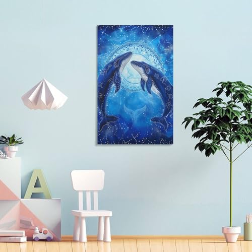 Impression sur toile de deux baleines 12x18inch aux finitions soignées