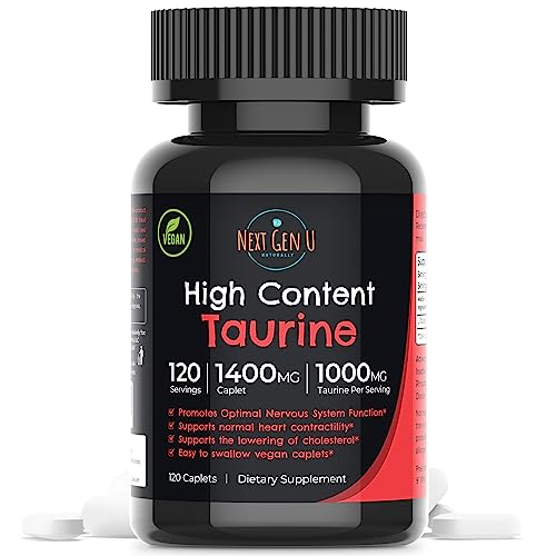Taurine - 1000 mg, 120 Vegan Caplets - Food Supplement - Dietary Health Supplement - Helps Promote Immune & Central Nervous System Functions - by NextGenU