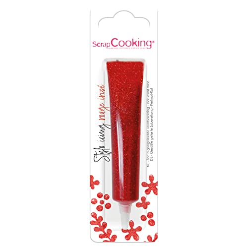 ScrapCooking - Stylo Icing Rouge Irisé Nacré - Stylo de Glaçage Alimentaire Pâtisserie 26 g - Crayon Encre Comestible - Écrire & Dessiner sur Desserts, Gâteaux & Biscuits - Anniversaire Noël - 7068