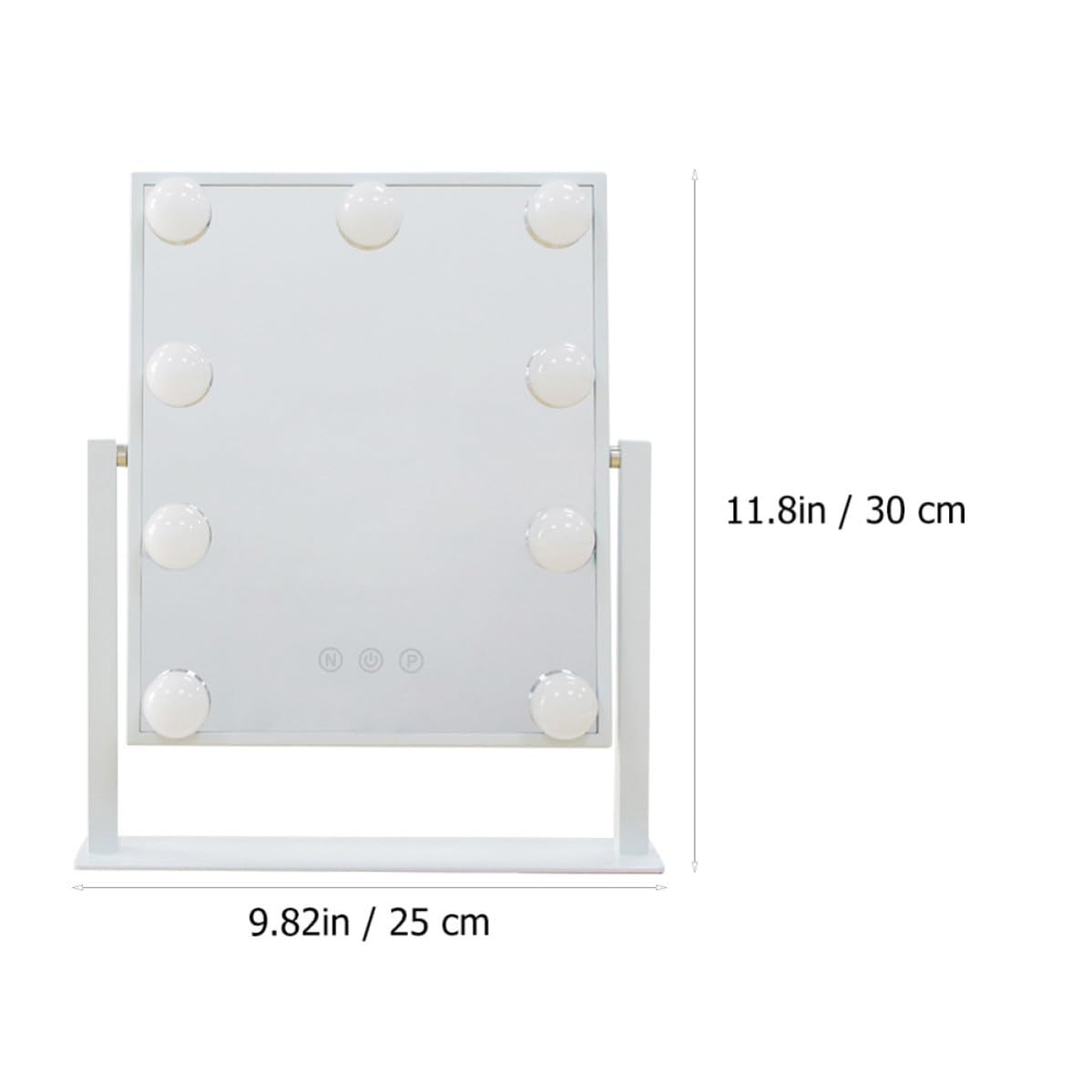 Toddmomy Specchio da Trucco Alta Riflettività Singolo Lato da Tavolo LED con Lampadina 9 3w Metallo Bianco per Uso Domestico e Trucco Quotidiano