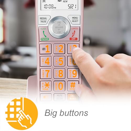Image of AT&T CL82557 DECT 6.0 5-Handset Cordless Phone for Home with Answering Machine, Call Blocking, Caller ID Announcer, Intercom and Long Range, Rose Gold