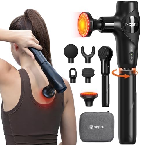 NAPRE 3-in-1 Detachable Massage Gun with Heat,Mini Massage Gun De...