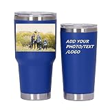 Picture of Personalized Photo 20oz 30oz Stainless Steel Tumbler,Custom Coffee Tumbler Cup With Lid And Strawstraw Vacuum Insulated With Text Photo Logo (Blue)