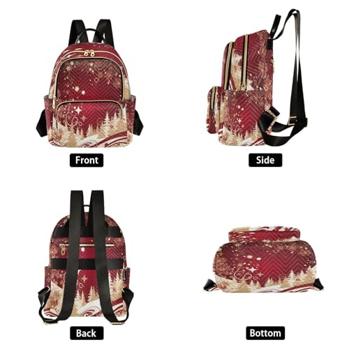 Image of ALAZA Star Snowflake Merry Christmas Pine Tree Women Backpack Purse Ladies Fashion Shoulder Bag Daypack Travel Bag 7.5L