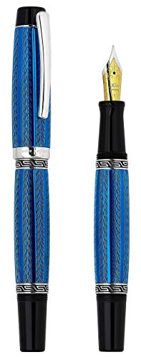 Xezo Maestro LeGrand Diamond Cut, Lacquered, Platinum Plated Fine Point Fountain Pen in