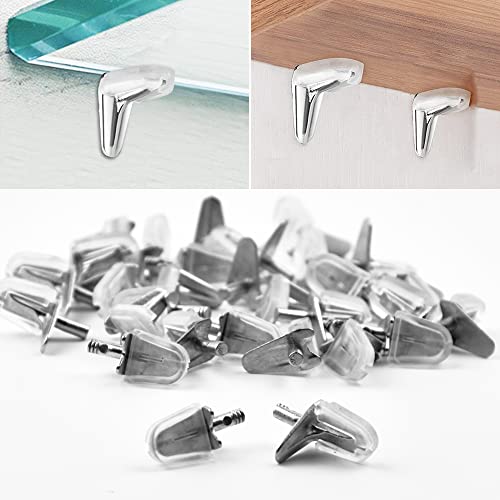 TONAUP 30 Stück Regalträger Bodenträger, 3mm Glas-Bodenträger Kunststoff mit Stahlstift, L-Förmige Clips Unsichtbar Regalhalterung für Schrank Bücherregal Möbel