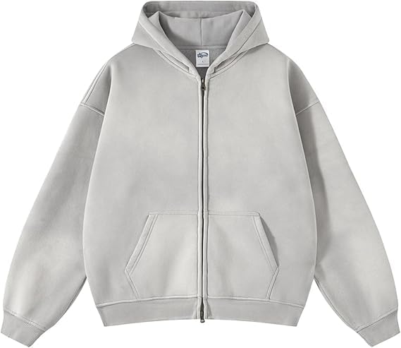 Womens and Mens Zip Up Hoodies Long Sleeve Fall Oversized Sweatshirts Acid Wash Y2K Jacket with Pockets