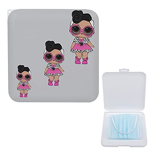 Mask Storage Box Art Design Doll Surprise Cute Funny Big Eyes Girl Image Pink Leopard Haha Sunglasses Face Mask Box | Face Mask Storage Case | Mask Clips | Mask Container #TOP2